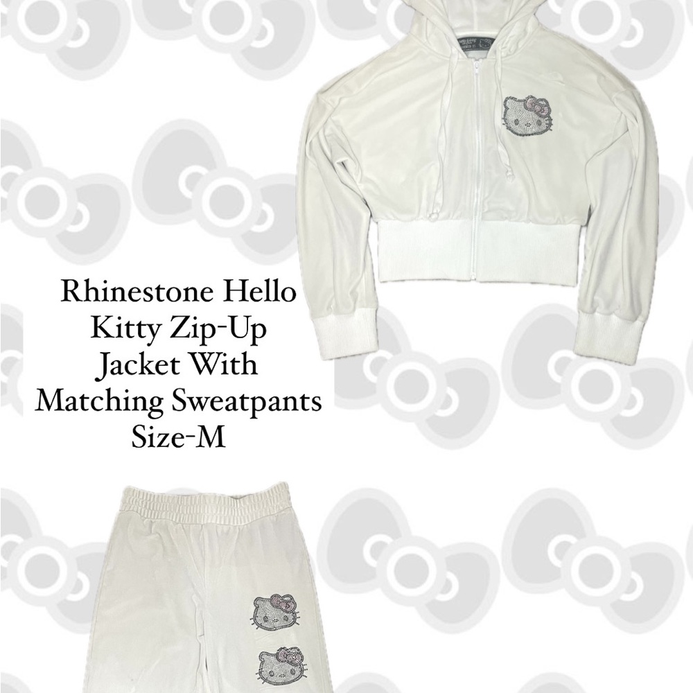 Forever 21 Rhinestone Hello
Kitty Zip-Up
Jacket With
Matching Sweatpants